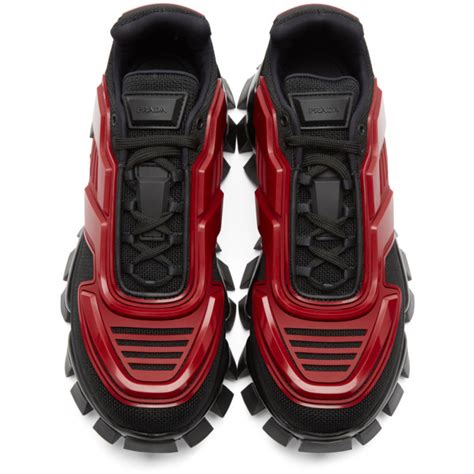 prada sneakers red and black|prada black platform sneakers.